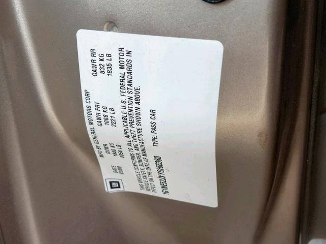 1G1NE52JXY6266380 - 2000 CHEVROLET MALIBU LS GOLD photo 10