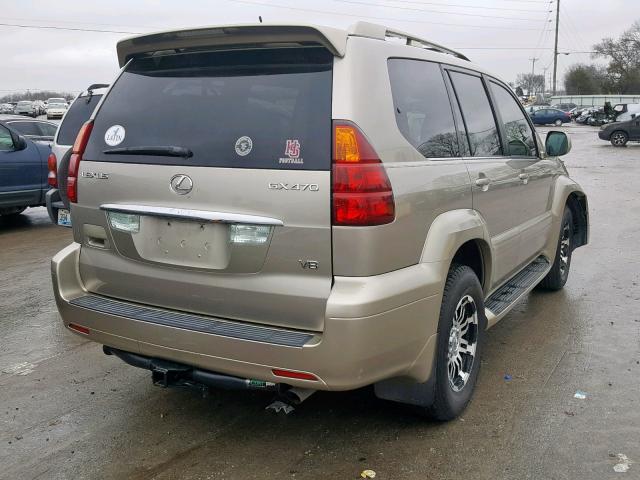 JTJBT20X830006011 - 2003 LEXUS GX 470 BEIGE photo 4