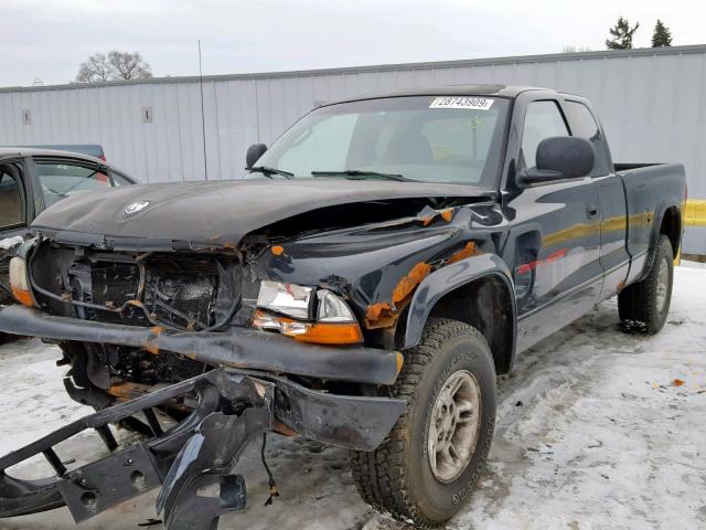 1B7GG22Y1XS198319 - 1999 DODGE DAKOTA BLACK photo 2