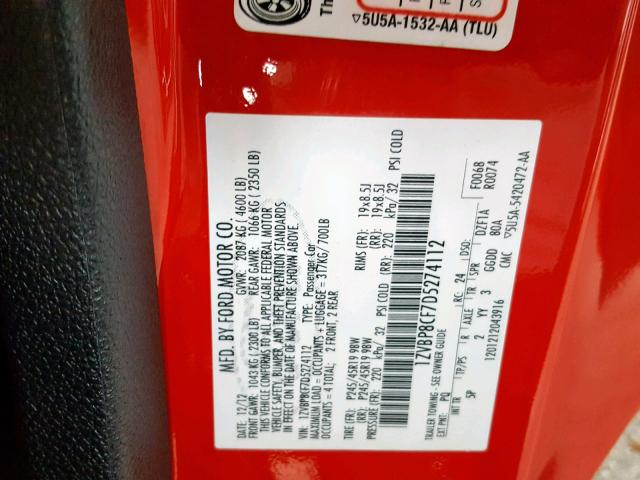 1ZVBP8CF7D5274112 - 2013 FORD MUSTANG GT RED photo 10