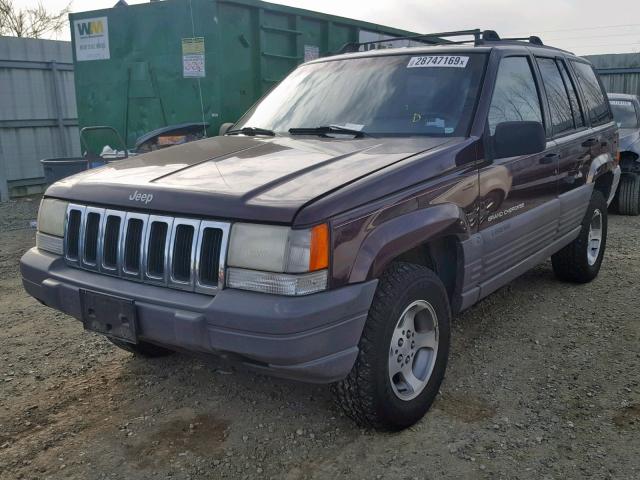 1J4GZ58Y5TC178480 - 1996 JEEP GRAND CHER MAROON photo 2