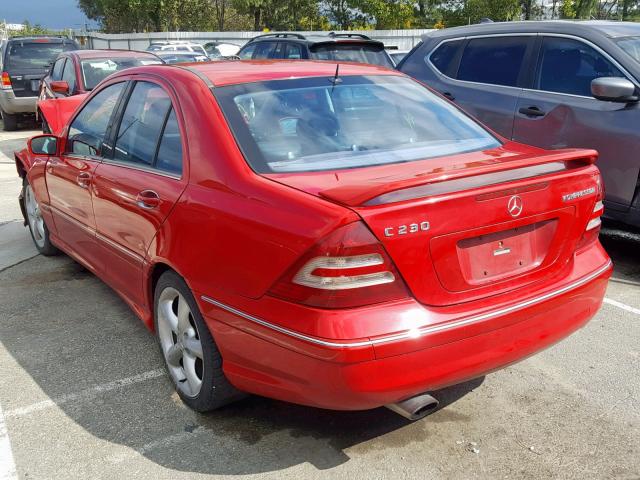 WDBRF40J85F565704 - 2005 MERCEDES-BENZ C 230K SPO RED photo 3