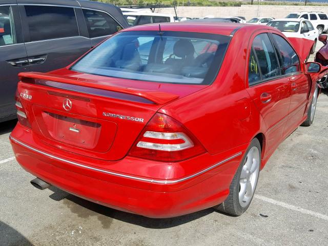 WDBRF40J85F565704 - 2005 MERCEDES-BENZ C 230K SPO RED photo 4