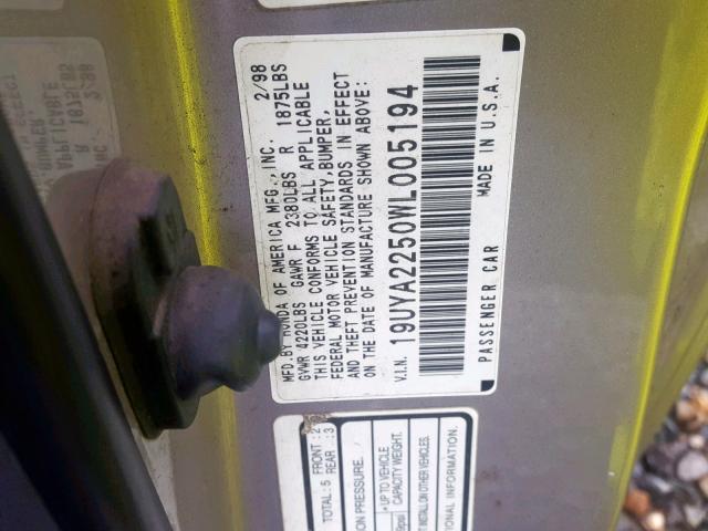 19UYA2250WL005194 - 1998 ACURA 3.0CL Сріблястий фото 10