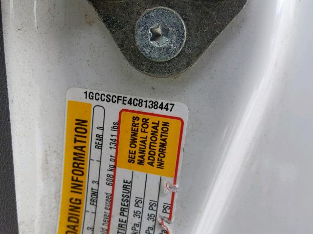 1GCCSCFE4C8138447 - 2012 CHEVROLET COLORADO L WHITE photo 10