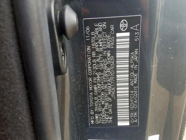 JTKDE177970193439 - 2007 TOYOTA SCION TC CHARCOAL photo 10