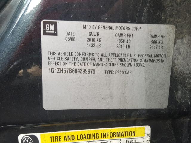 1G1ZH57B684299978 - 2008 CHEVROLET MALIBU 1LT 黑色 照片 10