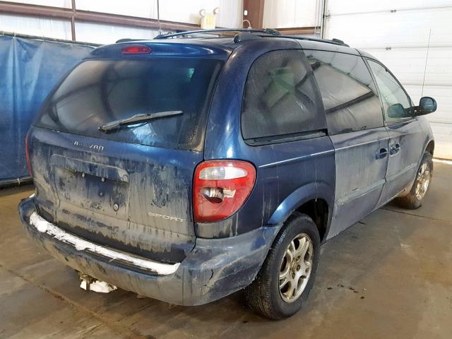 1B4GP45R12B558419 - 2002 DODGE CARAVAN SP BLUE photo 4