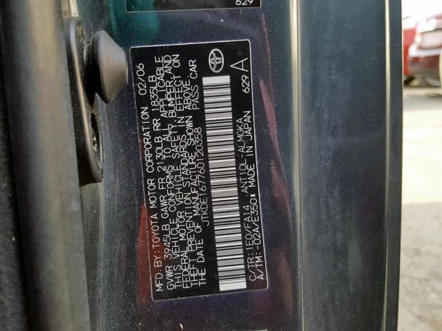 JTKDE167760120358 - 2006 TOYOTA SCION TC ნაცრისფერი ფოტო 10