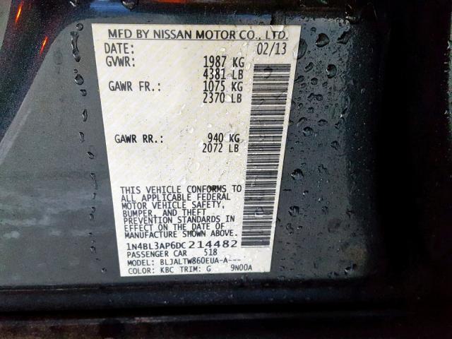 1N4BL3AP6DC214482 - 2013 NISSAN ALTIMA 3.5 BLUE photo 10