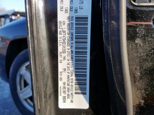 1J8FF47B49D101936 - 2009 JEEP COMPASS SP შავი ფოტო 10