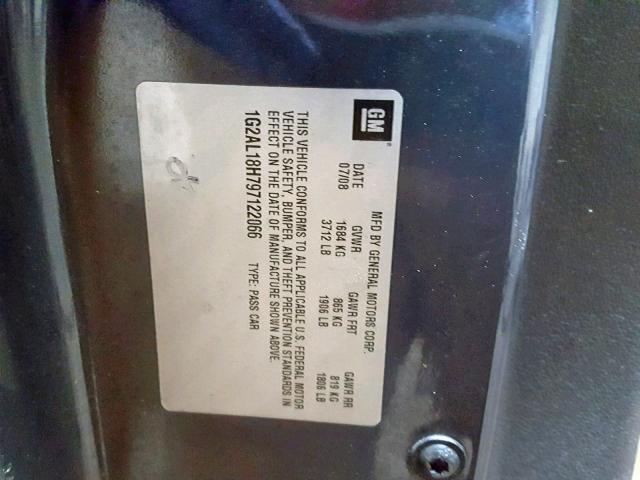 1G2AL18H797122066 - 2009 PONTIAC G5 BLUE photo 10