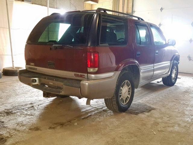 1GKDT13W7W2572523 - 1998 GMC JIMMY MAROON photo 4