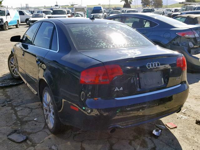 WAUAF78E08A136630 - 2008 AUDI A4 2.0T BLACK photo 3