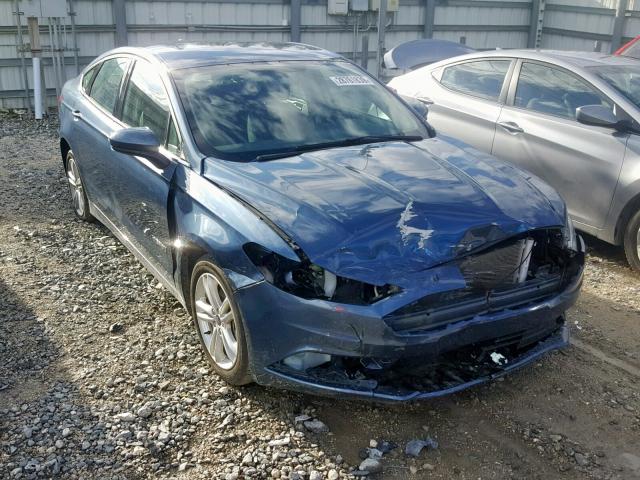 3FA6P0LU7JR116923 - 2018 FORD FUSION SE BLUE photo 1