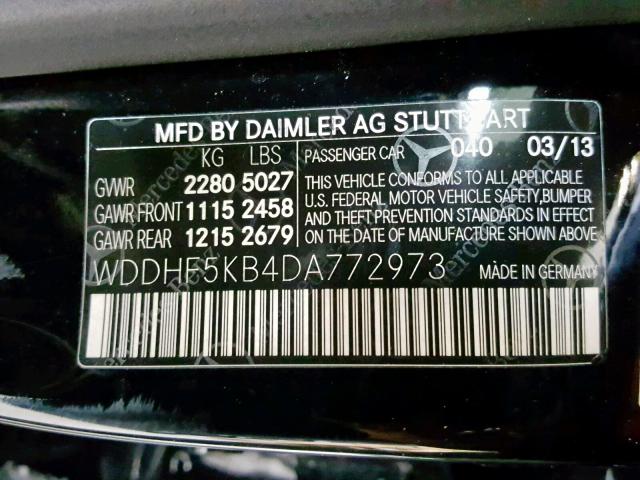 WDDHF5KB4DA772973 - 2013 MERCEDES-BENZ E 350 BLACK photo 10