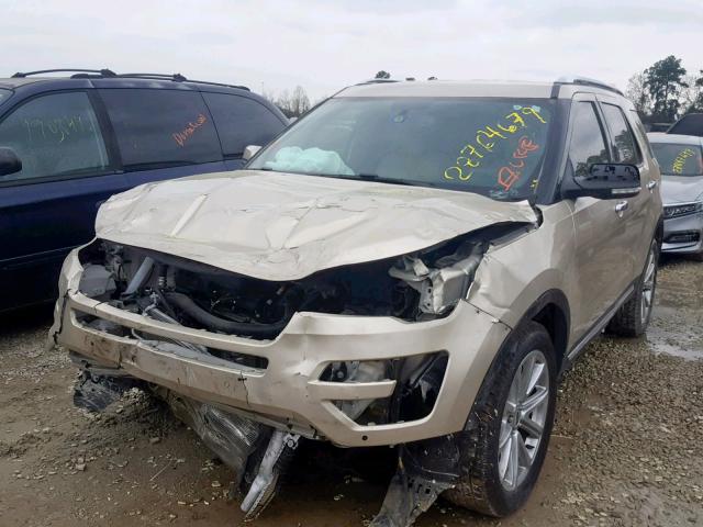 1FM5K7F84HGD39526 - 2017 FORD EXPLORER L GOLD photo 2