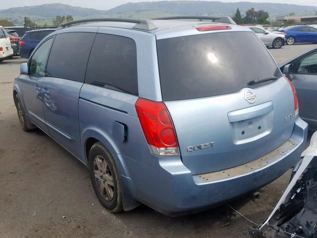 5N1BV28U24N303315 - 2004 NISSAN QUEST S BLUE photo 3