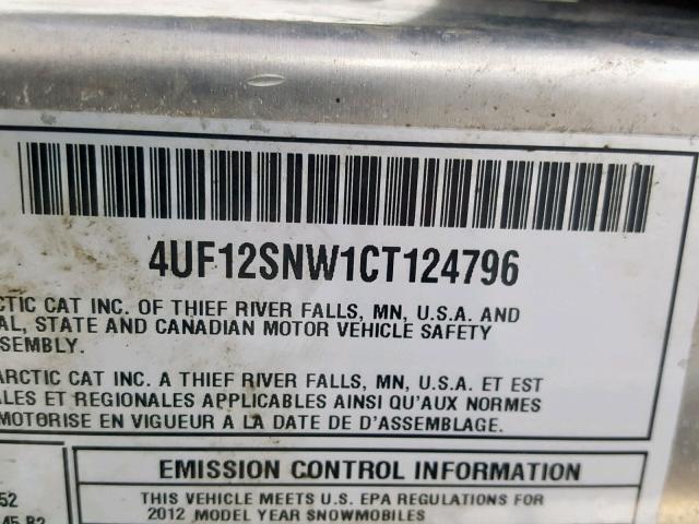 4UF12SNW1CT124796 - 2012 ARCTIC CAT XF800 黑色 照片 20