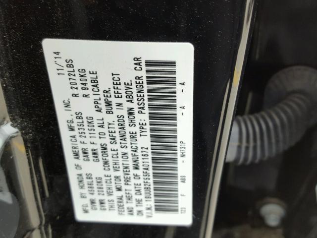 19UUB2F55FA011672 - 2015 ACURA TLX TECH შავი ფოტო 10