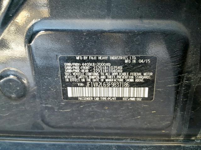 JF1VA2L63F9837186 - 2015 SUBARU WRX STI GRAY photo 10