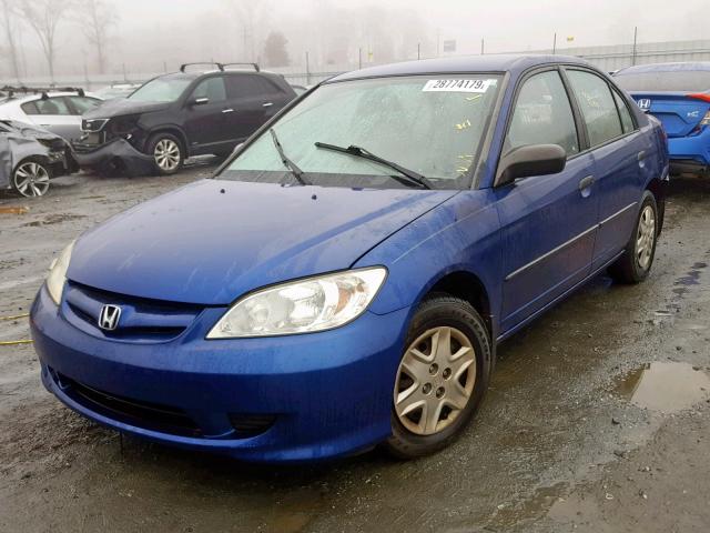 1HGES164X4L017622 - 2004 HONDA CIVIC DX BLUE photo 2