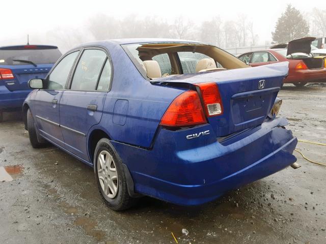 1HGES164X4L017622 - 2004 HONDA CIVIC DX BLUE photo 3