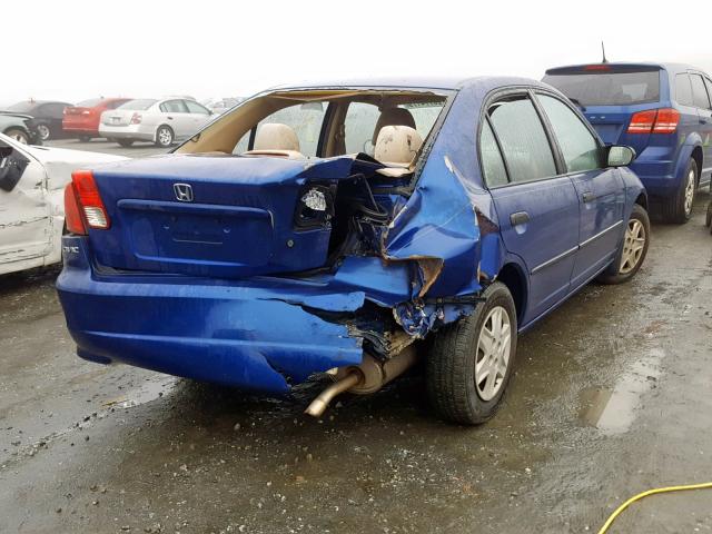 1HGES164X4L017622 - 2004 HONDA CIVIC DX BLUE photo 4