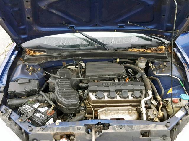 1HGES164X4L017622 - 2004 HONDA CIVIC DX BLUE photo 7