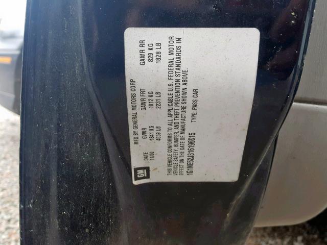 1G1NE52J316196615 - 2001 CHEVROLET MALIBU LS BLACK photo 10