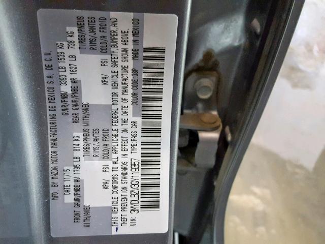 3MYDLBZV3GY119357 - 2016 TOYOTA SCION IA SILVER photo 10