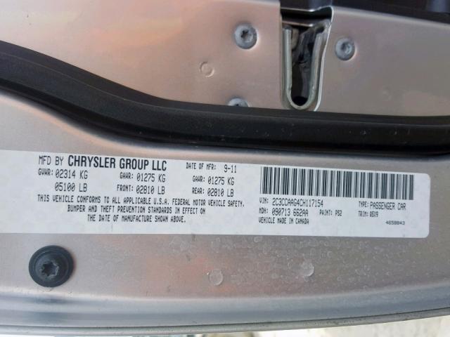 2C3CCAAG4CH117154 - 2012 CHRYSLER 300 SILVER photo 10