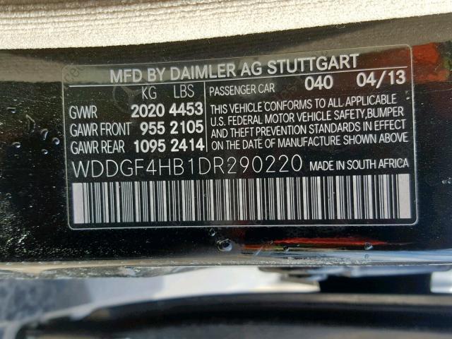 WDDGF4HB1DR290220 - 2013 MERCEDES-BENZ C 250 BLACK photo 10