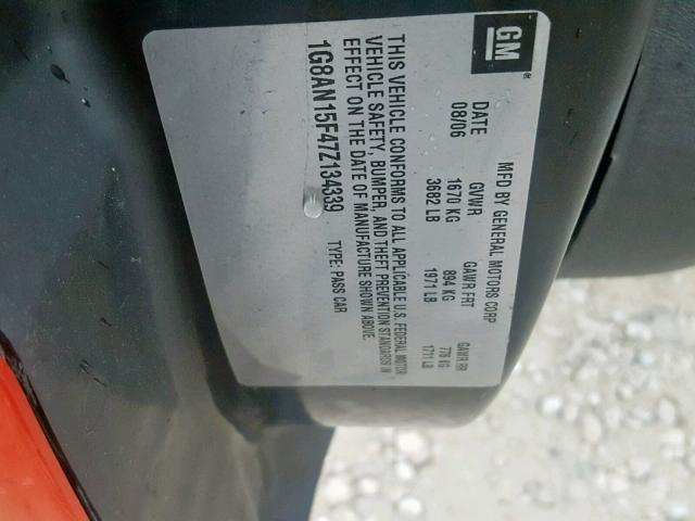 1G8AN15F47Z134339 - 2007 SATURN ION LEVEL RED photo 10