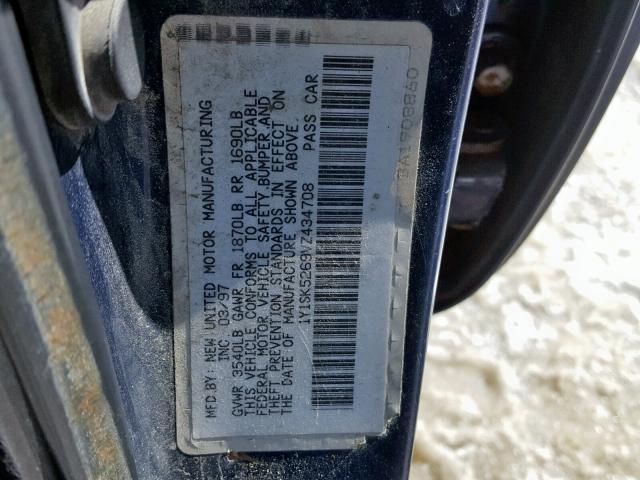 1Y1SK5269VZ434708 - 1997 GEO PRIZM BASE 蓝色 照片 10