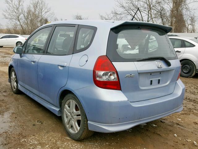 JHMGD37678S010991 - 2008 HONDA FIT SPORT BLUE photo 3