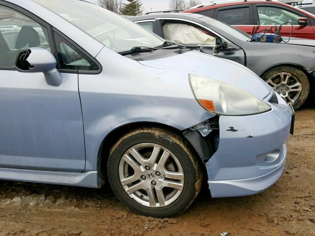 JHMGD37678S010991 - 2008 HONDA FIT SPORT BLUE photo 9