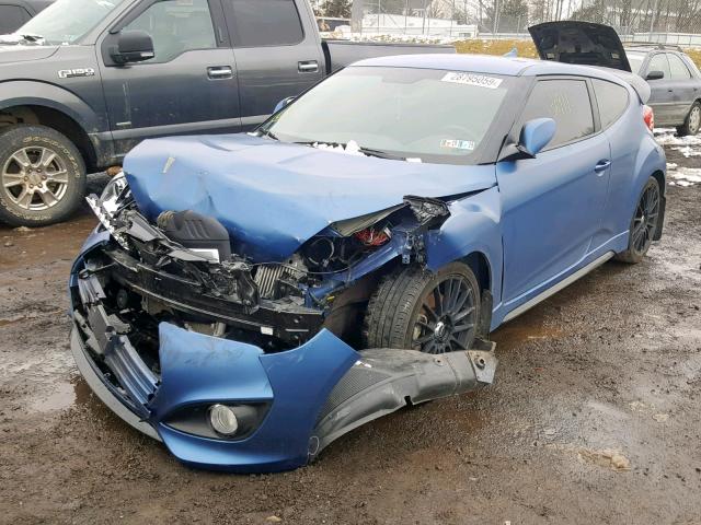 KMHTC6AE7GU257303 - 2016 HYUNDAI VELOSTER T BLUE photo 2