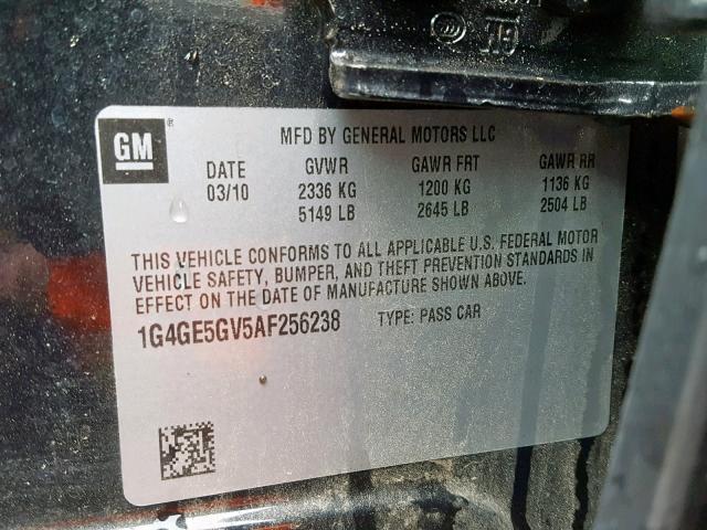 1G4GE5GV5AF256238 - 2010 BUICK LACROSSE C BLACK photo 10