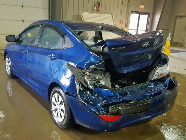 KMHCT4AE7GU122889 - 2016 HYUNDAI ACCENT SE BLUE photo 3