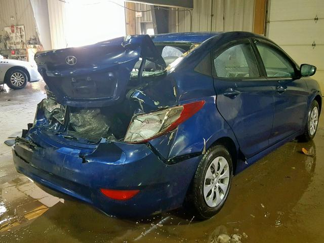 KMHCT4AE7GU122889 - 2016 HYUNDAI ACCENT SE BLUE photo 4