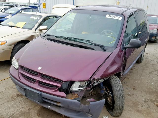 2B4GP2534YR588170 - 2000 DODGE CARAVAN PURPLE photo 2