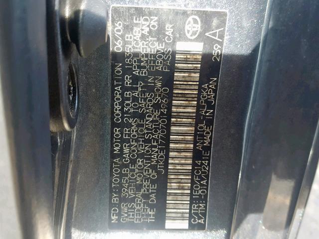 JTKDE177070149670 - 2007 TOYOTA SCION TC ნაცრისფერი ფოტო 10