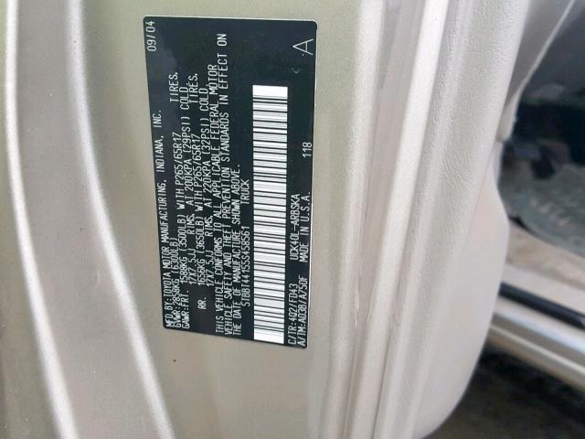 5TBBT44155S458561 - 2005 TOYOTA TUNDRA ACC GOLD photo 10