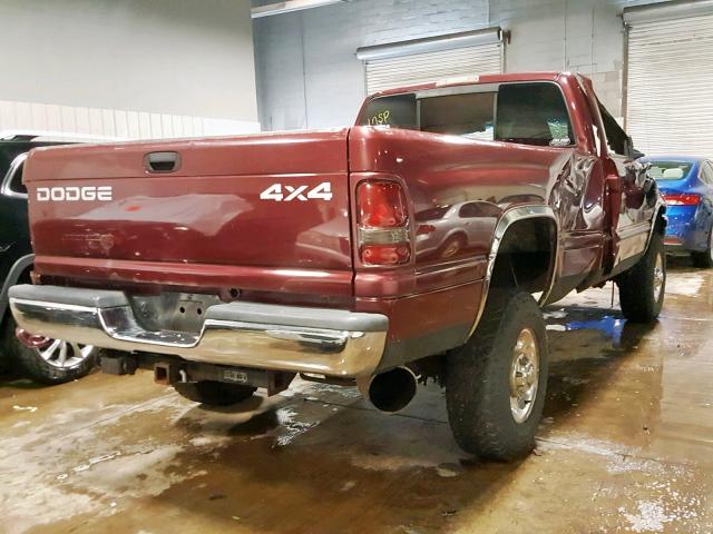 3B7KF26602M225078 - 2002 DODGE RAM 2500 BURGUNDY photo 4