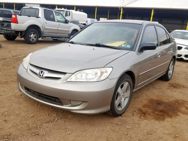 2HGES155X5H624533 - 2005 HONDA CIVIC LX GRAY photo 2