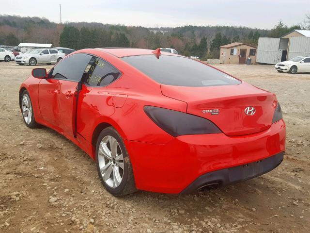 KMHHT6KD8AU005143 - 2010 HYUNDAI GENESIS CO RED photo 3