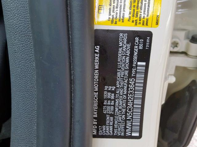 WMWLN5C34H2E33645 - 2017 MINI COOPER CLU CREAM photo 10