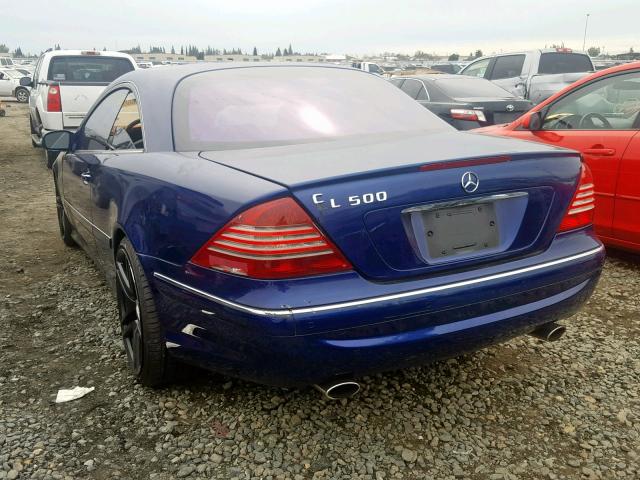 WDBPJ75JX4A041482 - 2004 MERCEDES-BENZ CL 500 BLUE photo 3