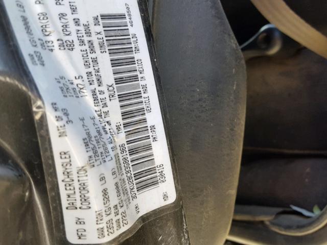 3D7KU28C83G801966 - 2003 DODGE RAM 2500 S ნაცრისფერი ფოტო 10